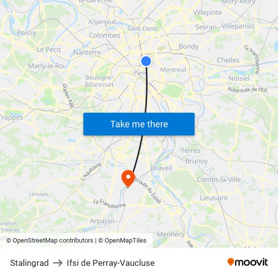 Stalingrad to Ifsi de Perray-Vaucluse map