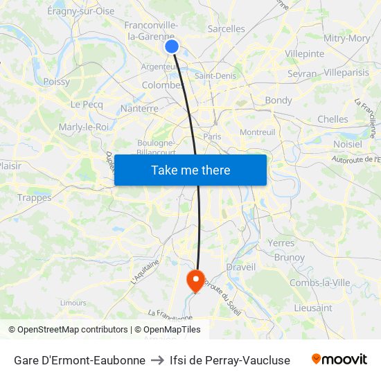 Gare D'Ermont-Eaubonne to Ifsi de Perray-Vaucluse map