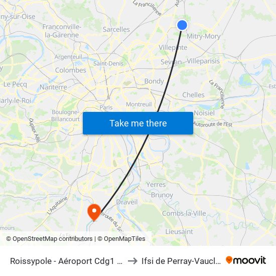 Roissypole - Aéroport Cdg1 (G1) to Ifsi de Perray-Vaucluse map