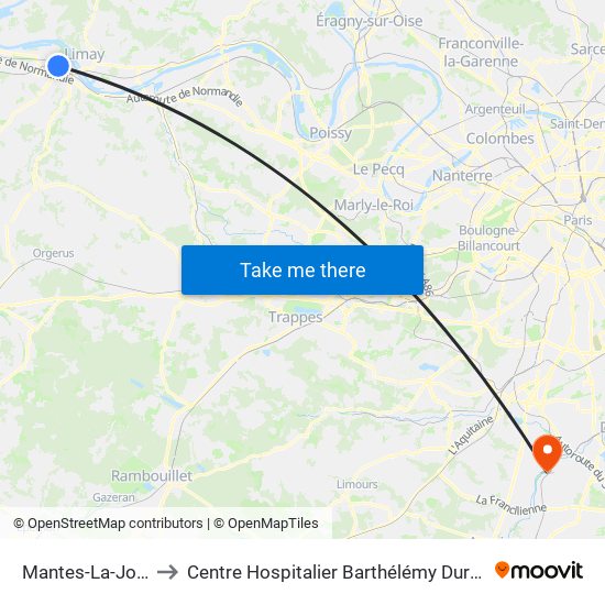 Mantes-La-Jolie to Centre Hospitalier Barthélémy Durand map