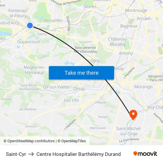 Saint-Cyr to Centre Hospitalier Barthélémy Durand map