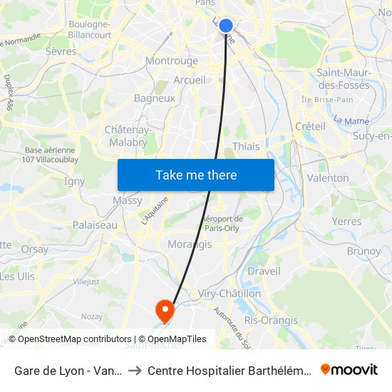 Gare de Lyon - Van Gogh to Centre Hospitalier Barthélémy Durand map