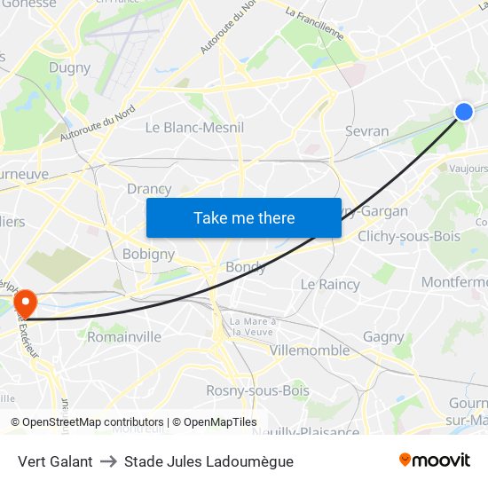 Vert Galant to Stade Jules Ladoumègue map