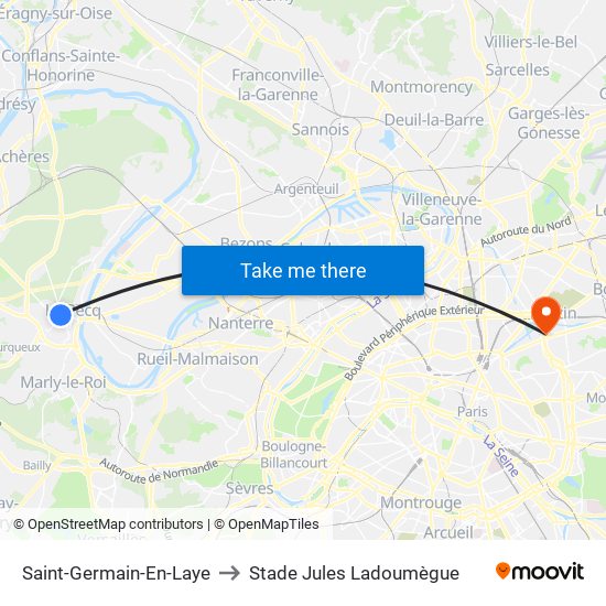 Saint-Germain-En-Laye to Stade Jules Ladoumègue map