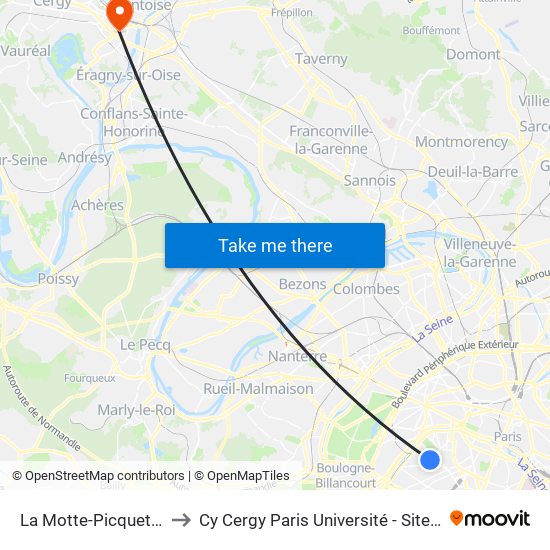 La Motte-Picquet - Grenelle to Cy Cergy Paris Université - Site de Saint Martin map