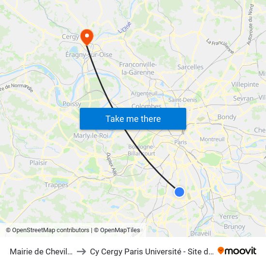 Mairie de Chevilly-Larue to Cy Cergy Paris Université - Site de Saint Martin map