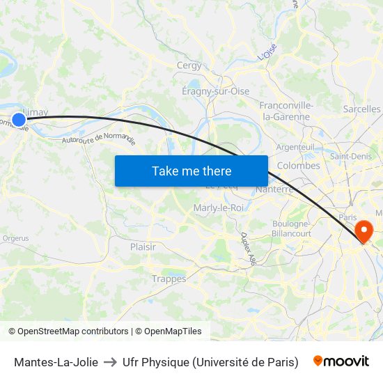 Mantes-La-Jolie to Ufr Physique (Université de Paris) map