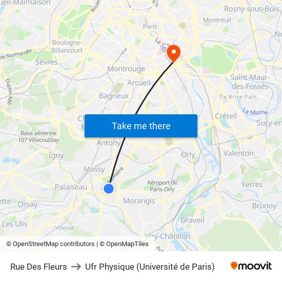 Rue Des Fleurs to Ufr Physique (Université de Paris) map