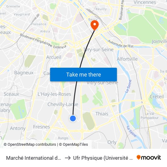 Marché International de Rungis to Ufr Physique (Université de Paris) map
