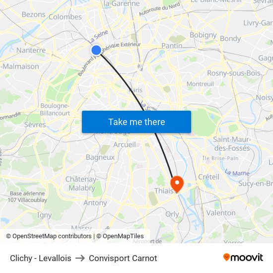 Clichy - Levallois to Convisport Carnot map