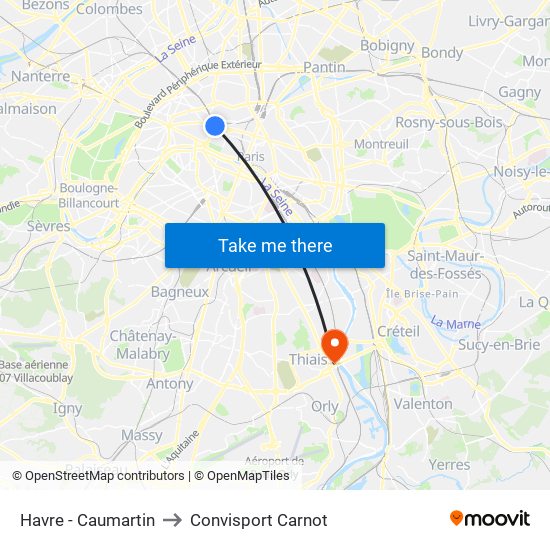 Havre - Caumartin to Convisport Carnot map