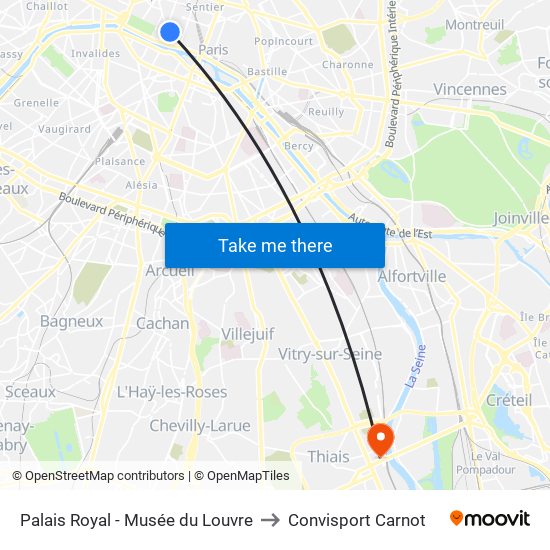 Palais Royal - Musée du Louvre to Convisport Carnot map