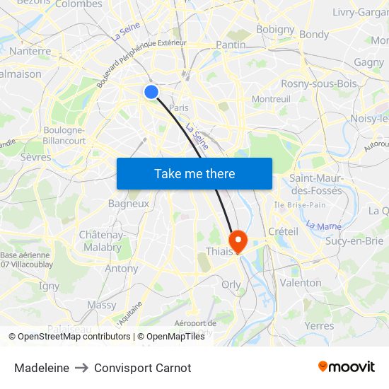 Madeleine to Convisport Carnot map