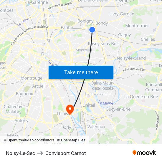Noisy-Le-Sec to Convisport Carnot map
