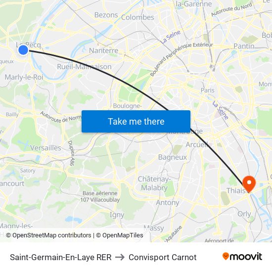 Saint-Germain-En-Laye RER to Convisport Carnot map