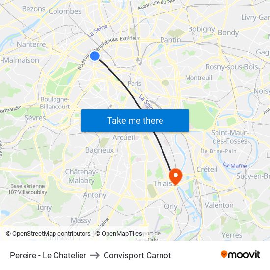 Pereire - Le Chatelier to Convisport Carnot map