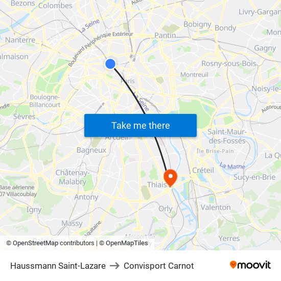 Haussmann Saint-Lazare to Convisport Carnot map