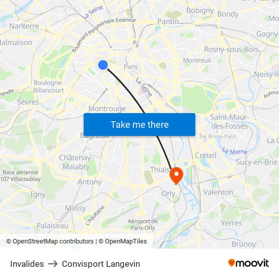 Invalides to Convisport Langevin map