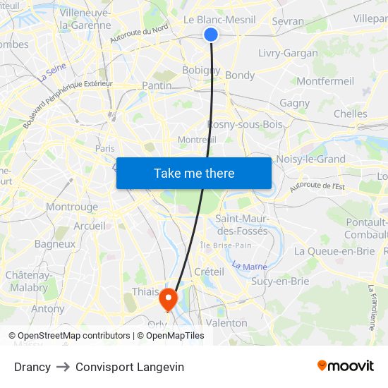Drancy to Convisport Langevin map
