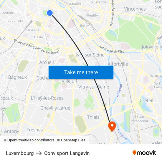 Luxembourg to Convisport Langevin map