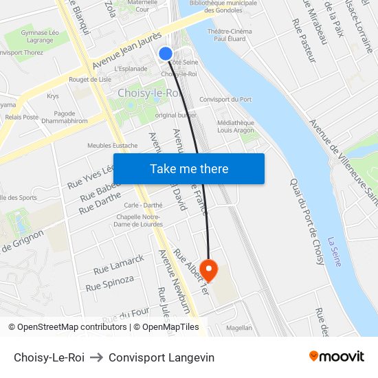 Choisy-Le-Roi to Convisport Langevin map