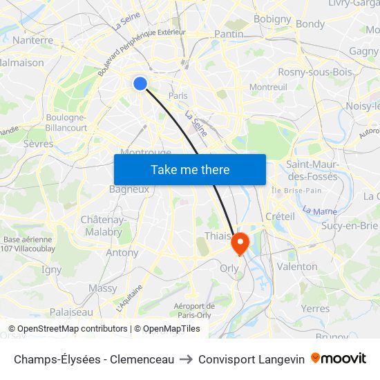 Champs-Élysées - Clemenceau to Convisport Langevin map