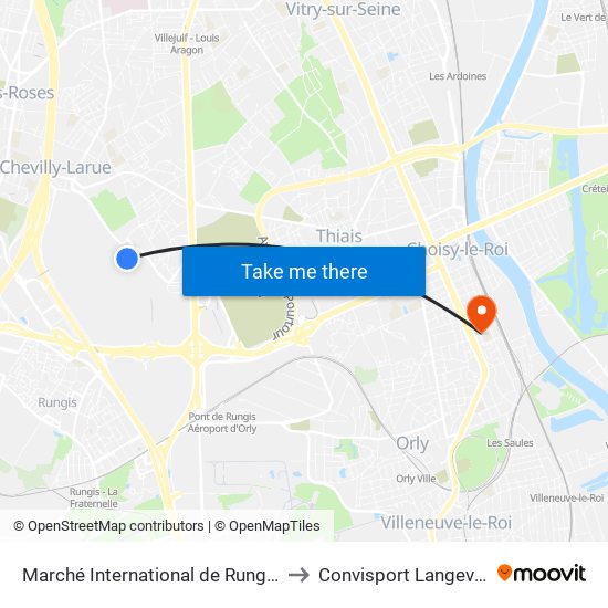 Marché International de Rungis to Convisport Langevin map