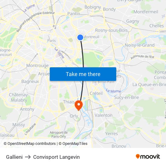 Gallieni to Convisport Langevin map