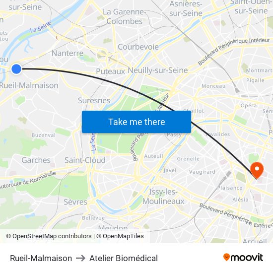 Rueil-Malmaison to Atelier Biomédical map