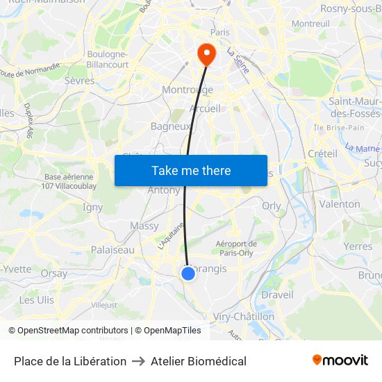 Place de la Libération to Atelier Biomédical map