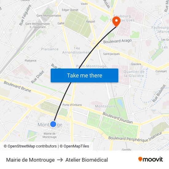 Mairie de Montrouge to Atelier Biomédical map