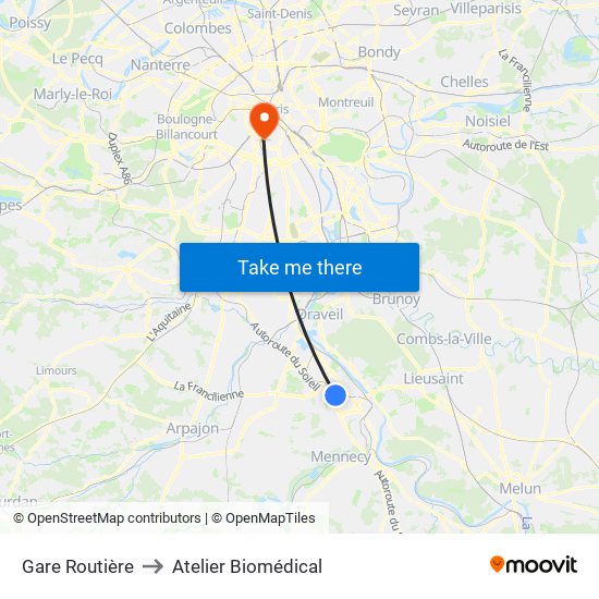 Gare Routière to Atelier Biomédical map