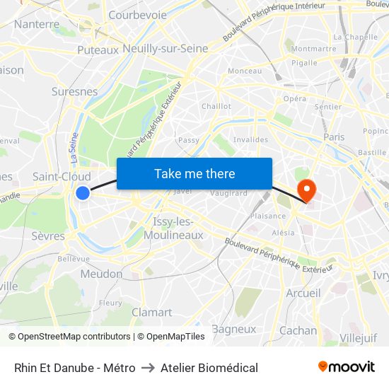 Rhin Et Danube - Métro to Atelier Biomédical map