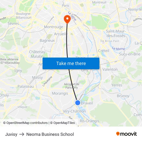 Juvisy to Neoma Business School map