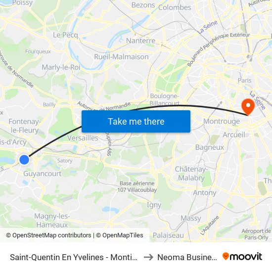 Saint-Quentin En Yvelines - Montigny-Le-Bretonneux to Neoma Business School map