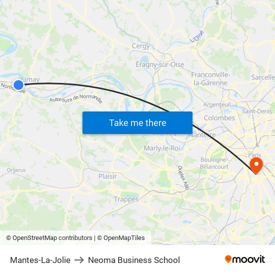 Mantes-La-Jolie to Neoma Business School map
