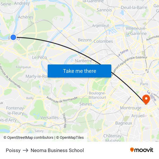 Poissy to Neoma Business School map