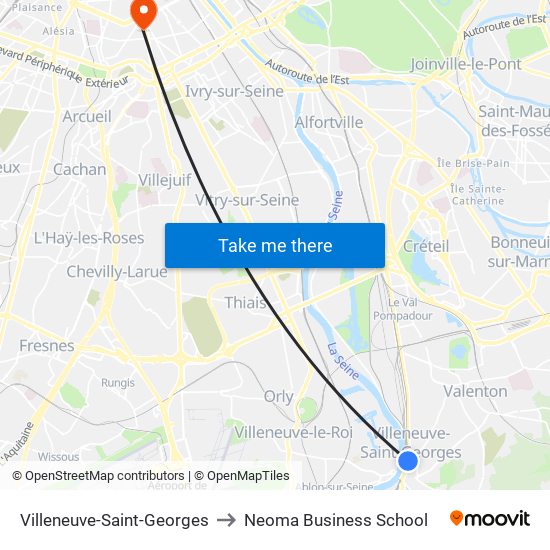 Villeneuve-Saint-Georges to Neoma Business School map