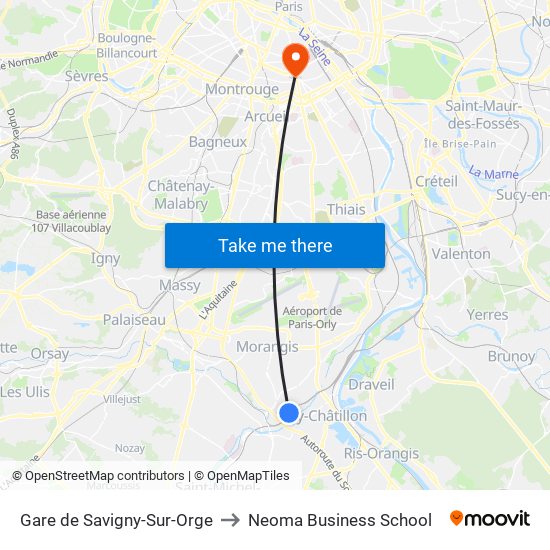 Gare de Savigny-Sur-Orge to Neoma Business School map