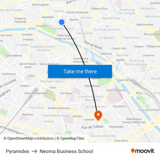 Pyramides to Neoma Business School map