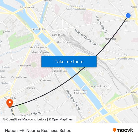 Nation to Neoma Business School map