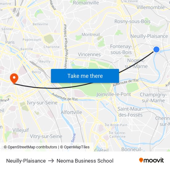 Neuilly-Plaisance to Neoma Business School map