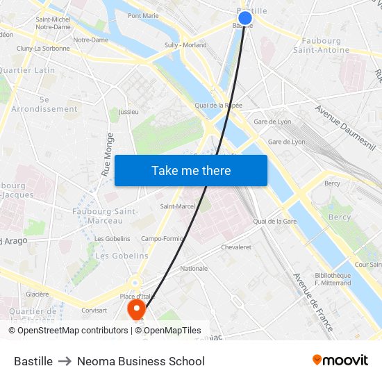 Bastille to Neoma Business School map