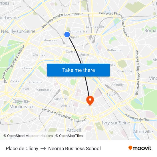 Place de Clichy to Neoma Business School map