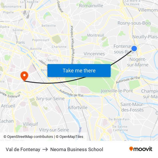 Val de Fontenay to Neoma Business School map