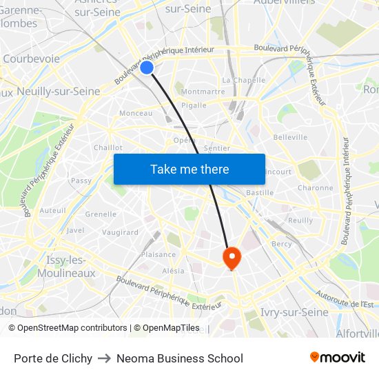 Porte de Clichy to Neoma Business School map