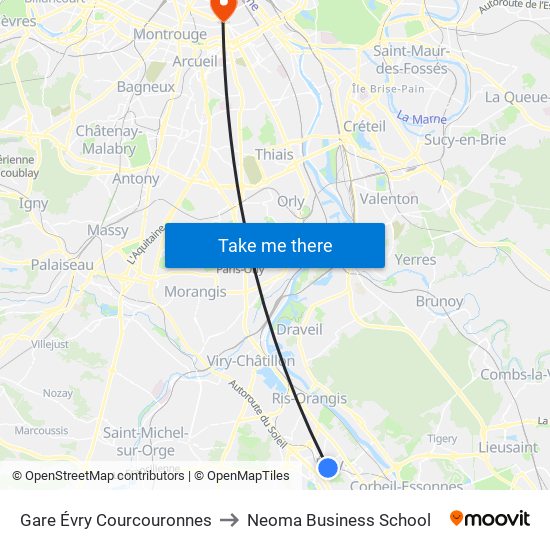 Gare Évry Courcouronnes to Neoma Business School map