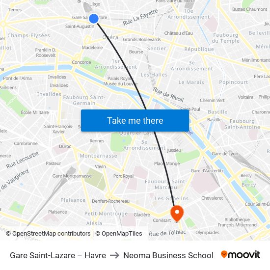 Gare Saint-Lazare – Havre to Neoma Business School map