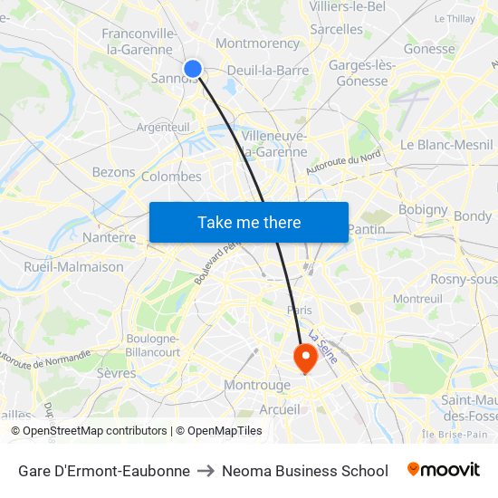 Gare D'Ermont-Eaubonne to Neoma Business School map
