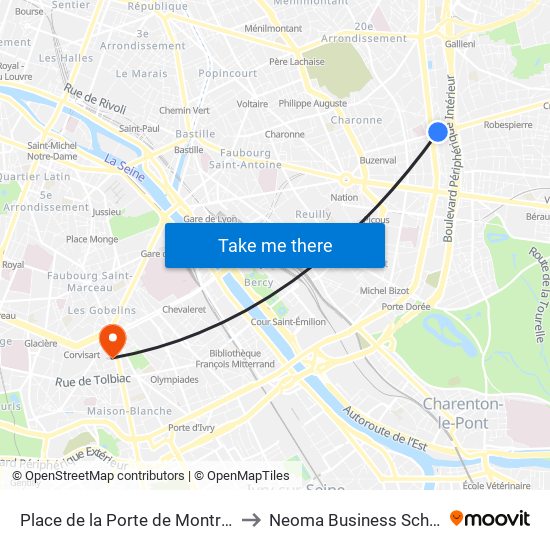 Place de la Porte de Montreuil to Neoma Business School map